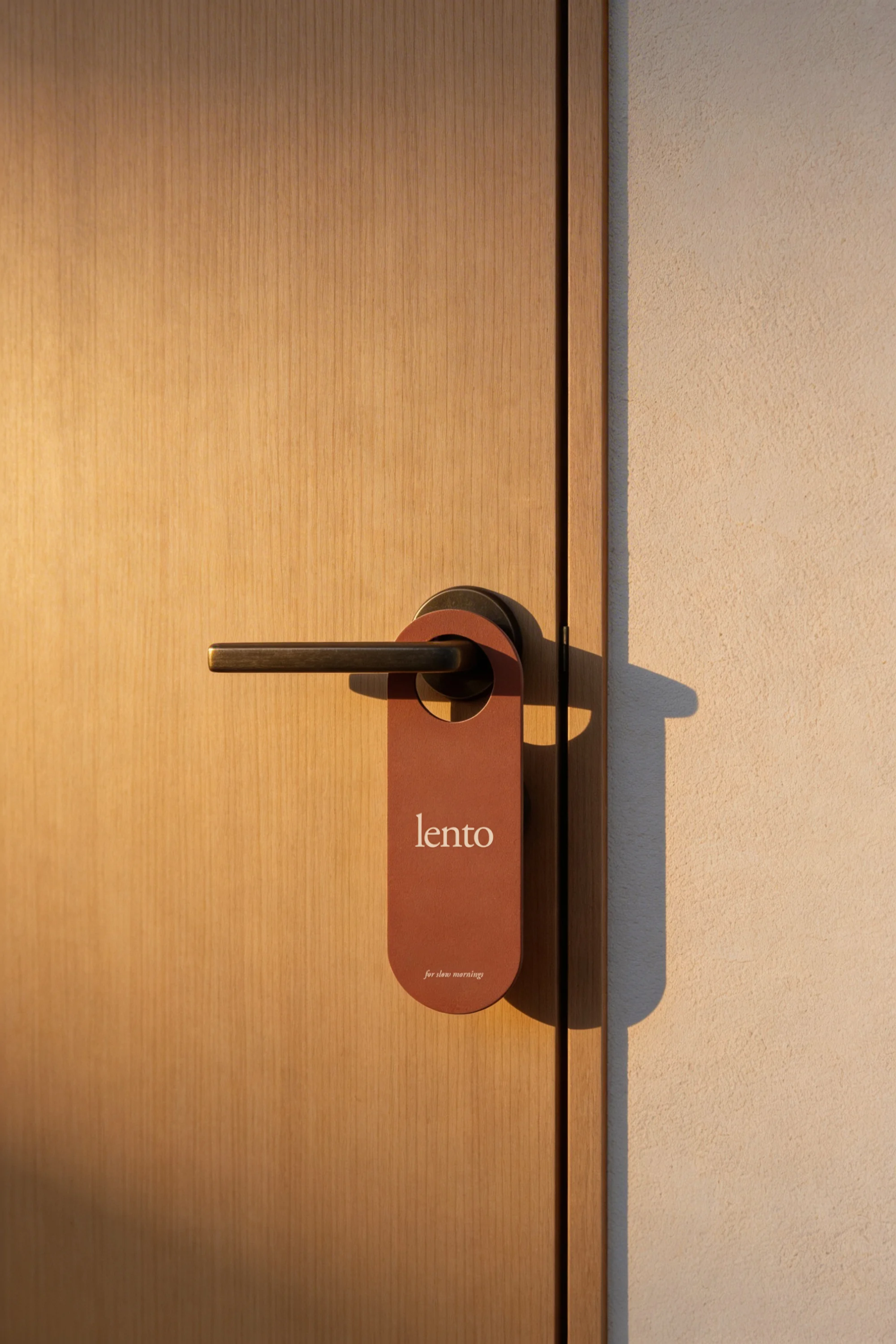 Lento room signage with branded door hanger — Brand Identity by Parallel Creative Agency — Lento, hospitality