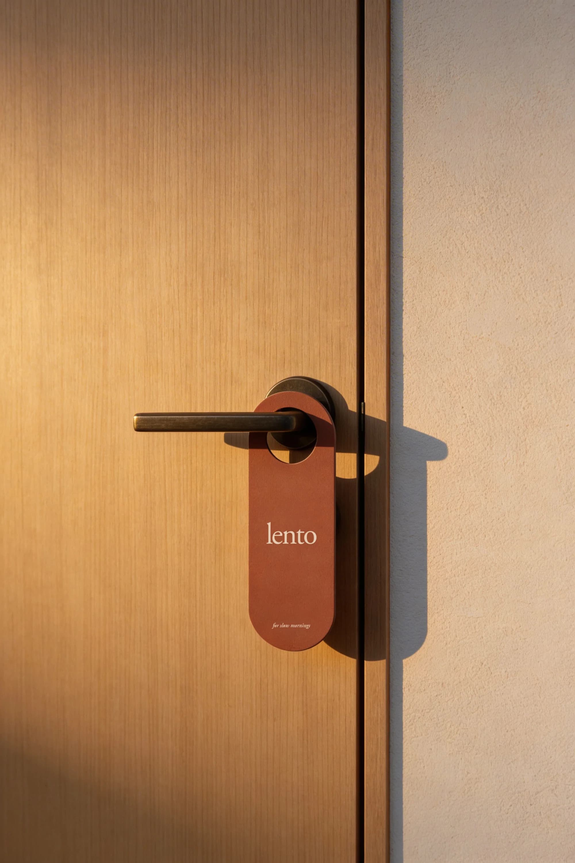 Lento room signage with branded door hanger — Brand Identity by Parallel Creative Agency — Lento, hospitality