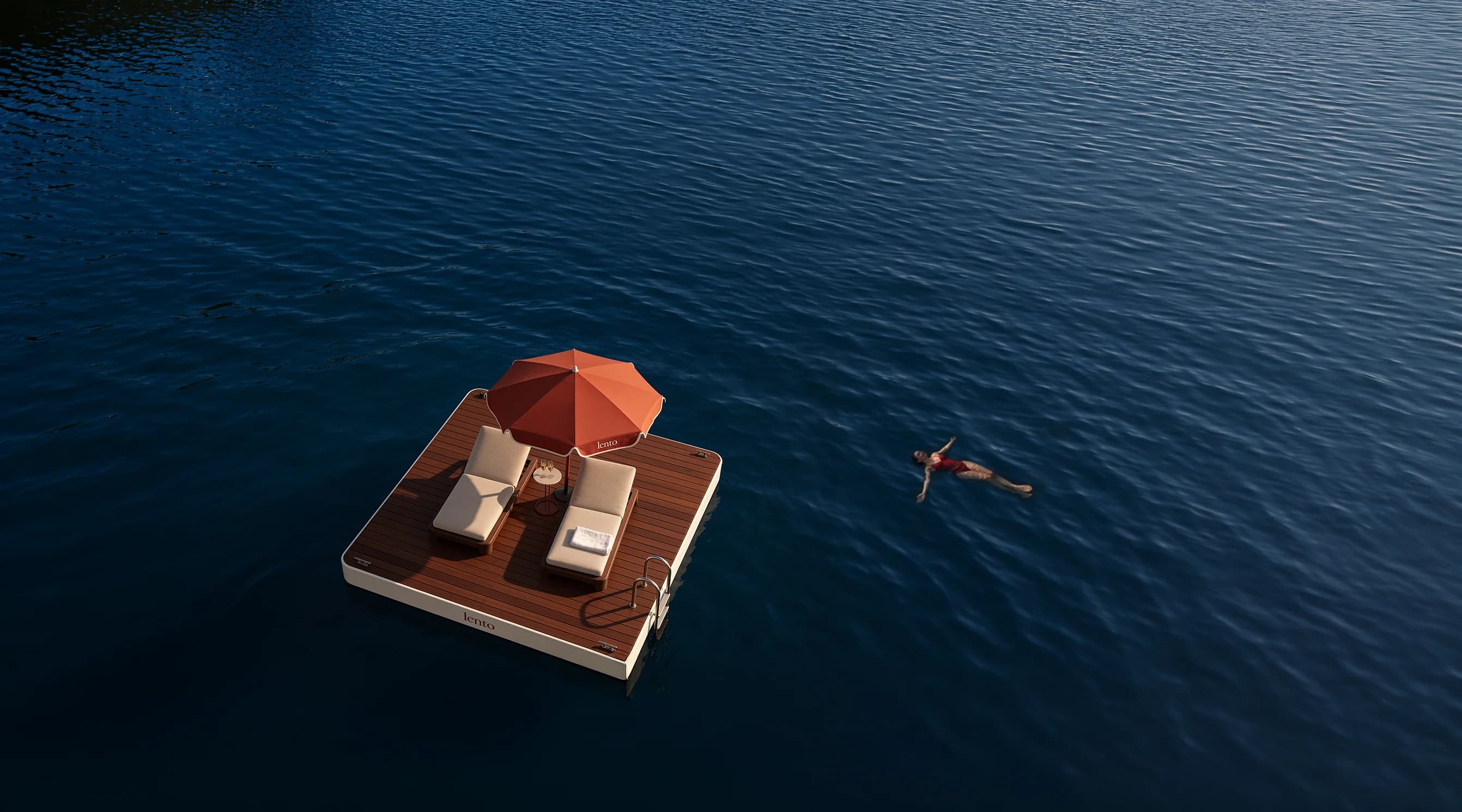 Exclusive floating deck overlooking the lake — Hospitality Design by Parallel Creative Agency — Lento, hospitality