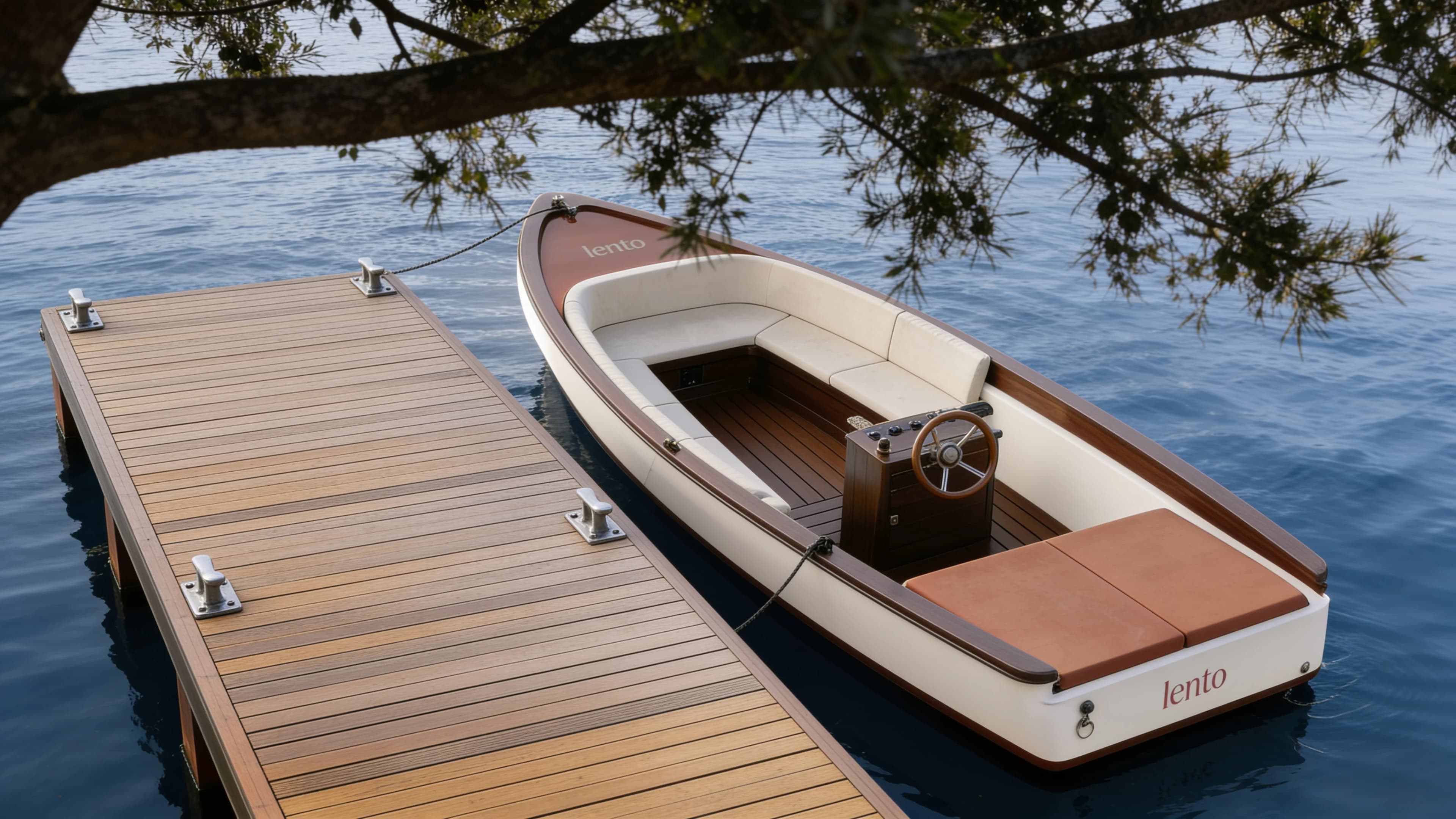 Overhead view of Lento branded boats — Brand Identity by Parallel Creative Agency — Lento, hospitality
